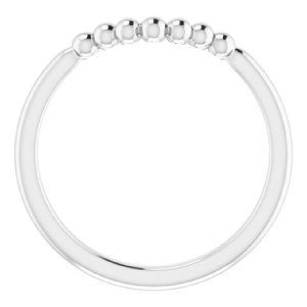 14k White Stackable Beaded Stackable Ring - image 2